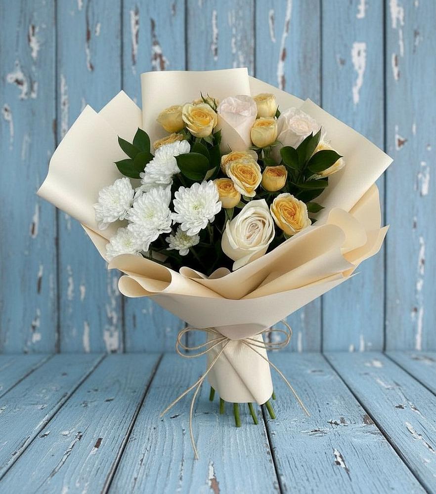 Букет цветов из: Розы и Хризантемы в Коммаяке