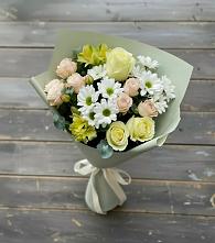Букет цветов из:  Альстромерии, Розы и Хризантемы в Коммаяке