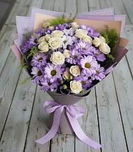 Букет цветов из:  Хризантемы и Розы в Коммаяке